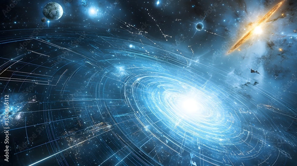 Poster A dazzling swirling cosmic anomaly bending and distorting the very fabric of space and light creating a mesmerizing and visually captivating celestial phenomenon
