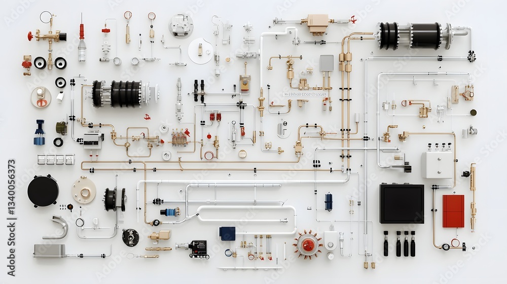 Leinwandbilder a detailed arrangement of diverse electronic mechanical and technological components used in enginee