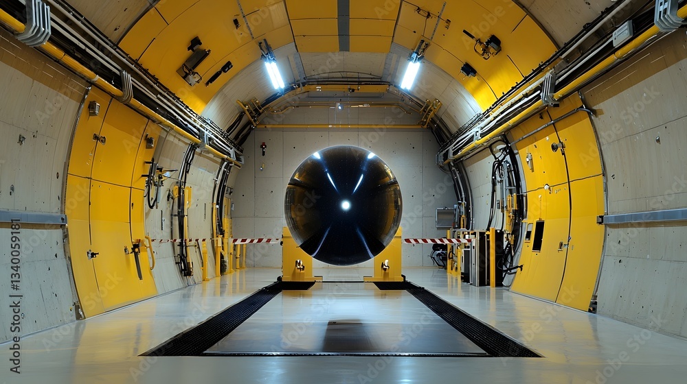 Aufkleber a high tech industrial engineering facility featuring a long cylindrical tunnel like structure with 