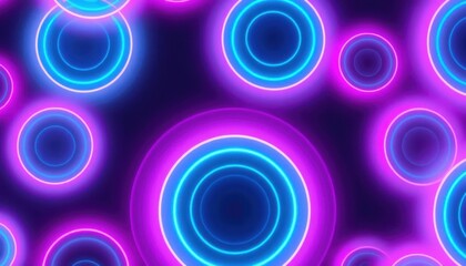 Futuristic Neon Circular Pattern, Glowing Electric Blue and Vibrant Pink, Digital Aesthetic, Abstract Design, Modern Environment