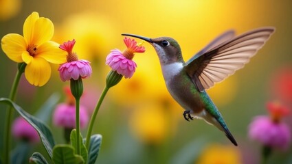 Fototapeta premium hummingbird and flower