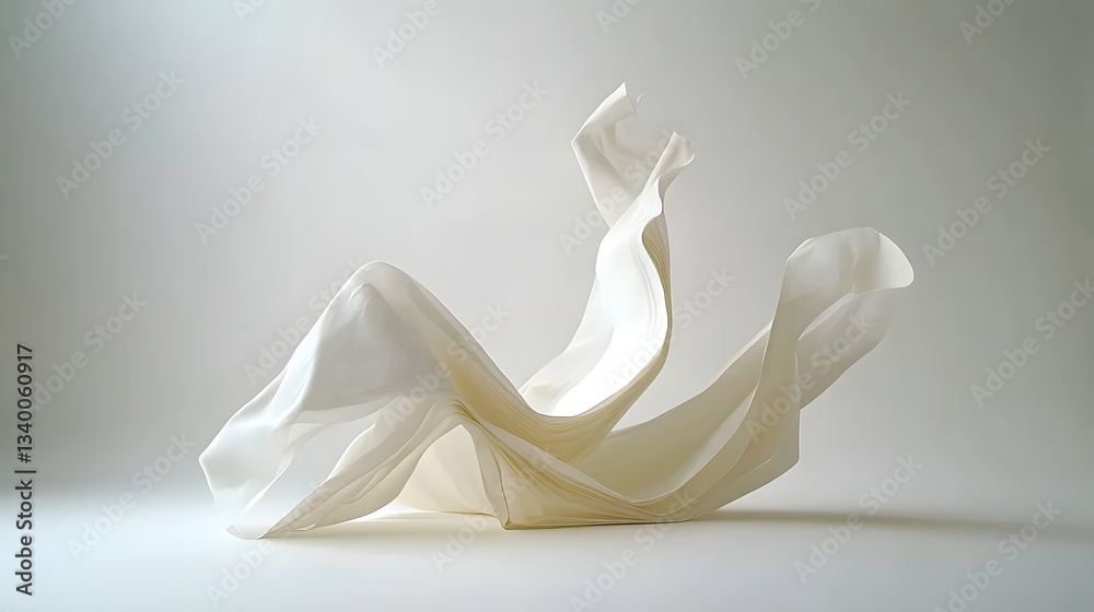 Aufkleber A minimalist sculpture made of delicately folded paper revealing the depth and complexity of an emerging hidden dimension within the simple form