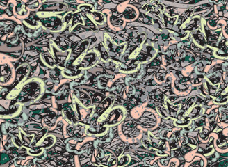 Colorful textural background with linear and dots elements. Fun chaotic motifs for fashion trends, business concepts, covers, scrapbooking, interior solutions, tiles, prints, posters, etc. Vector