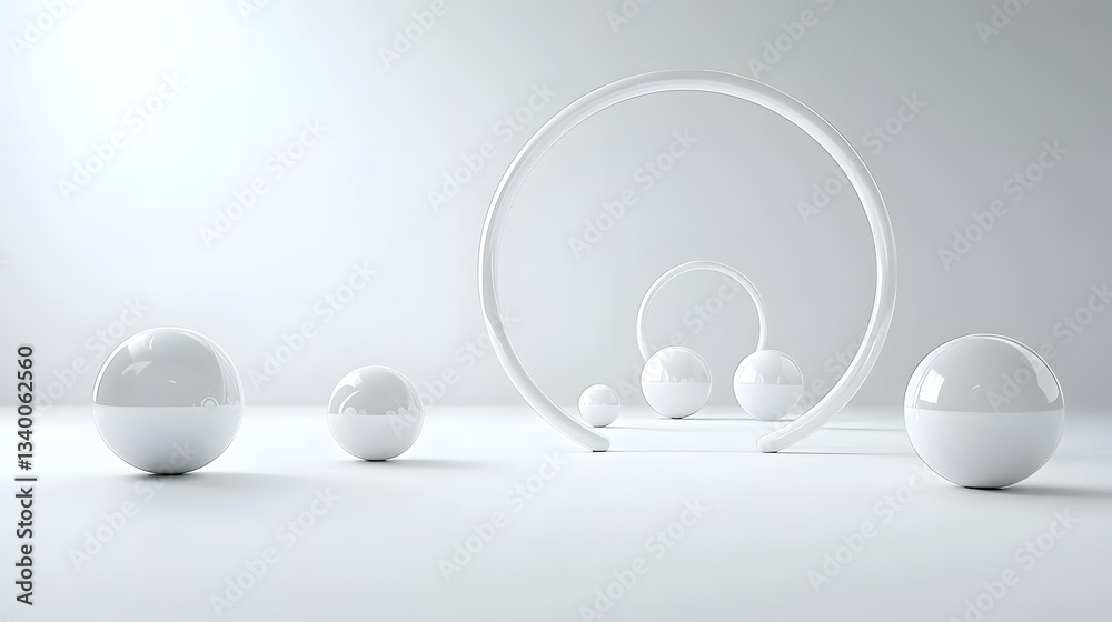 Aufkleber A serene minimalist composition of spherical forms that evokes a sense of scientific and conceptual intrigue through their juxtaposition and contrasting textures