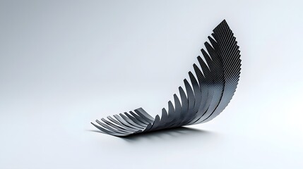 A striking aerodynamic sculpture crafted from sleek carbon fiber creating a dynamic and visually captivating form against a clean minimalist backdrop