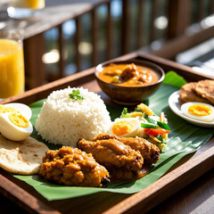 Authentic Malaysian Nasi Kandar with Curry and Crispy Fried Chicken