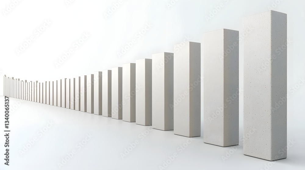 Leinwandbilder A visual representation of progress and growth over time illustrated through a graph of increasing data points and columns