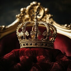 Golden Crown on Throne, Regal Majesty