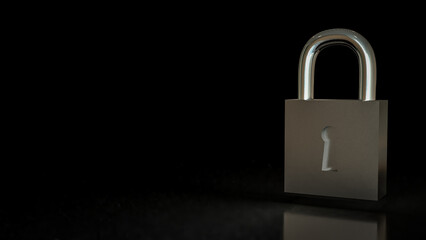 Fototapeta premium The Silver lock for protection or security concept 3d Rendering.