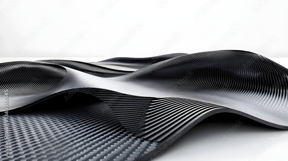 Fototapete Abstract image showcasing the sleek wave like patterns of carbon fiber creating a sophisticated and high performance structural design on a clean minimalist background