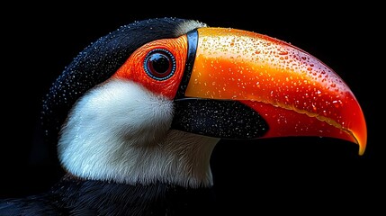 Toucan Profile, Black Background, Close-up