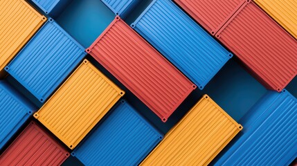 Colorful shipping containers stacked in modern design