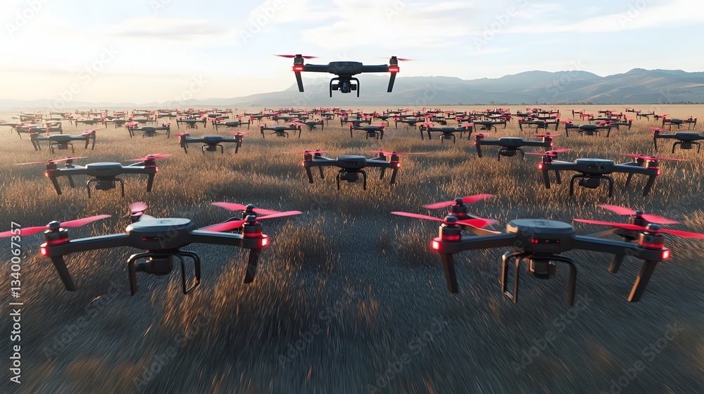 Fototapete advanced drone detection system analyzing and tracking airborne movements in real time over a remote