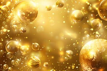 Abstract Golden Bubbles Background with Glitter and Sparkle