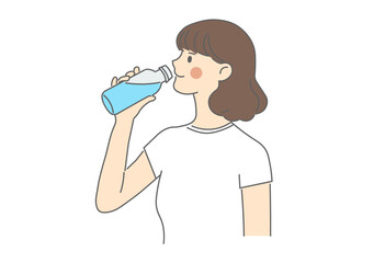 水分補給, 飲み物, 水, ボトル, ペットボトル, 健康, ライフスタイル, 女性, イラスト, シンプル, 清潔感, スポーツ, 運動, ダイエット, 美容, エネルギー補給, 熱中症対策, 夏, 暑さ対策, フィットネス, ヘルスケア, 栄養補給, 水分摂取, 屋外, 屋内, トレーニング, 習慣, 健康管理, シンプルデザイン, 爽やか, 女, 飲む, 人々, グラス, ビール, アルコー
