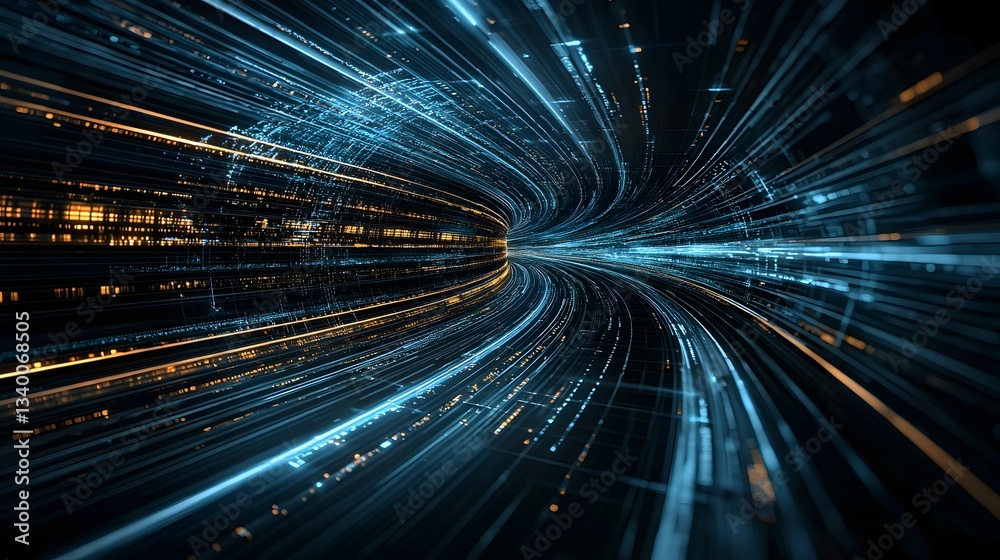 Fototapete an abstract futuristic visualization depicting the unseen force of dark matter as it bends and disto