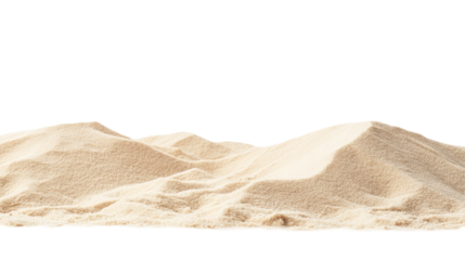 sand dunes with light color and textured surface. isolated on white or transparent background.