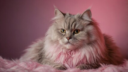 Fototapeta premium cat on a pink background