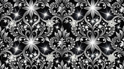 Fototapeta premium Elegant Black and White Glitter Pattern Background Texture