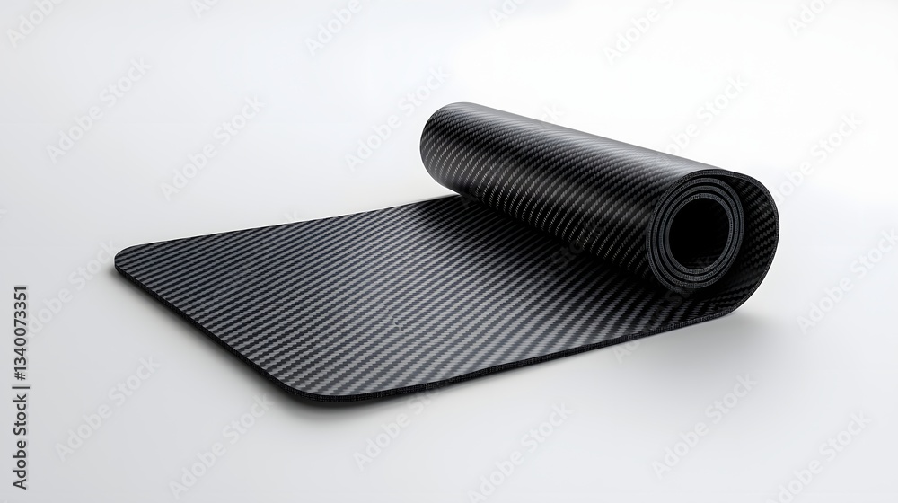 Fototapete Close up image of a rolled up carbon fiber textured material against a plain white background showcasing the sleek advanced and utilitarian design aesthetic of modern engineering and technology