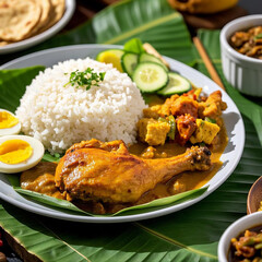 Authentic Malaysian Nasi Kandar with Curry and Crispy Fried Chicken
