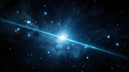 A spectacular comet gliding across the night sky leaving a glorious tail of light in a vibrant cosmic scene of celestial beauty.