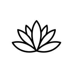 Minimalist Lotus Flower Icon in Black and White Style  