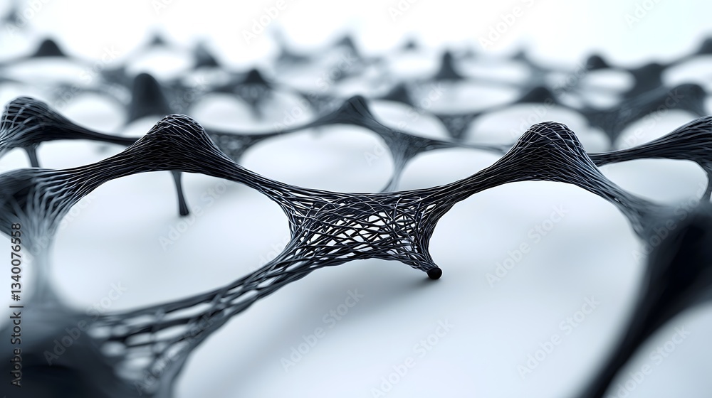 Leinwandbilder close up view of a complex network of intertwined and intersecting carbon fiber filaments creating a