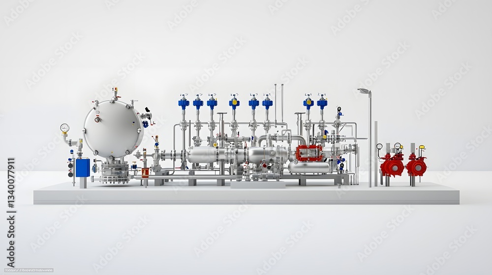Poster Comprehensive diagram showcasing the intricacies of an advanced pressurized pipeline system designed for efficient and safe fluid transportation