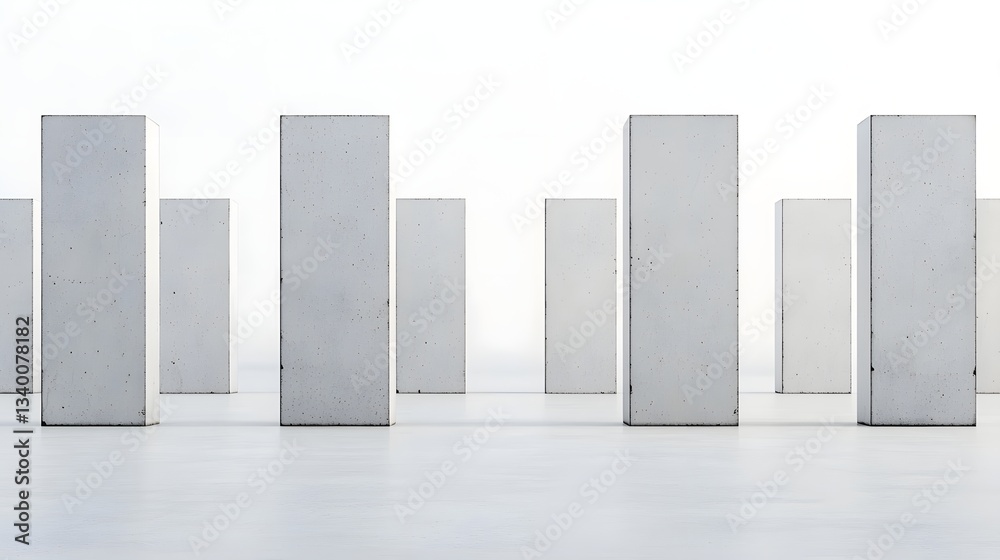 Poster conceptual image depicting economic division and protectionism with tall monolithic barriers separat