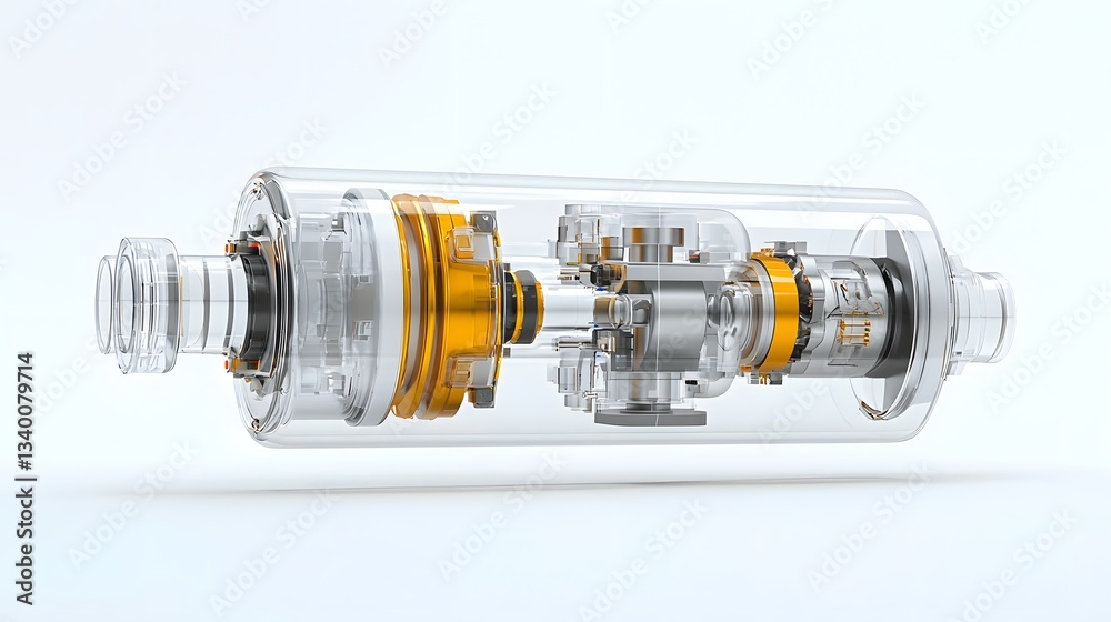 Poster Detailed cross section view of an industrial fluid pipe showcasing its internal components and structure