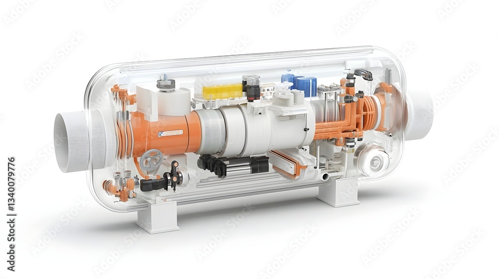 Poster detailed cross section view of an insulated gas pipe showcasing its internal components and structur
