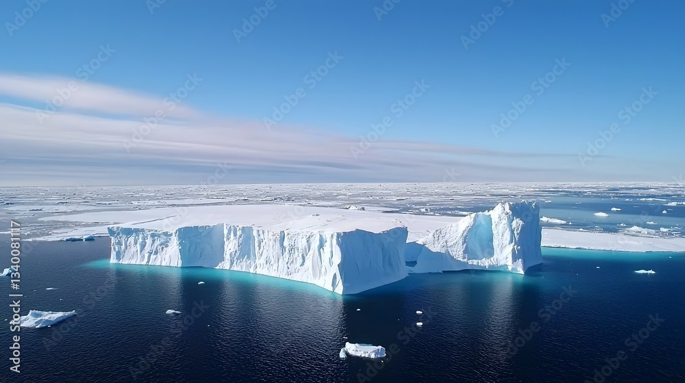 Poster expansive pristine iceberg drifting across the serene icy arctic waters captivating scientists with 