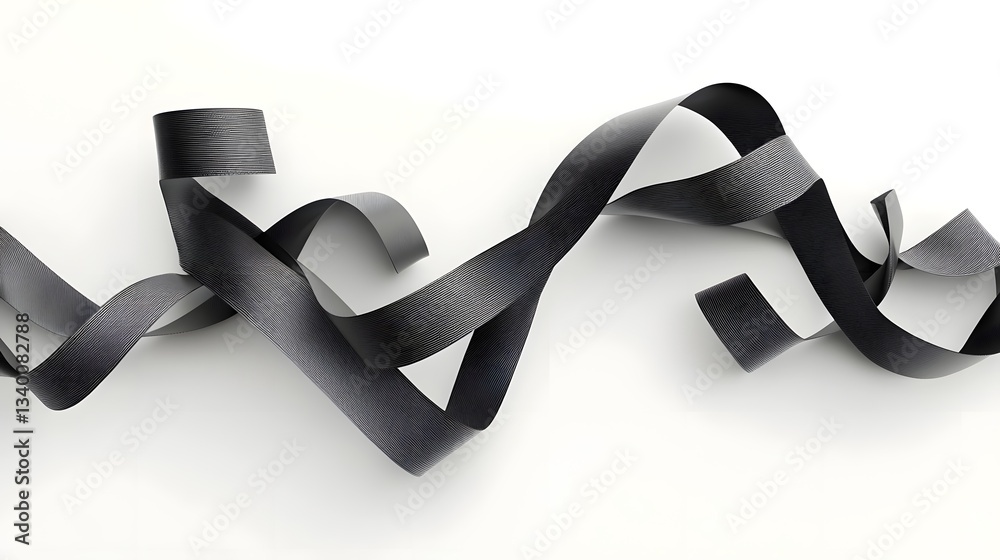 Poster intricate sinuous strands of carbon fiber intertwine in a graceful sculptural composition on a clean