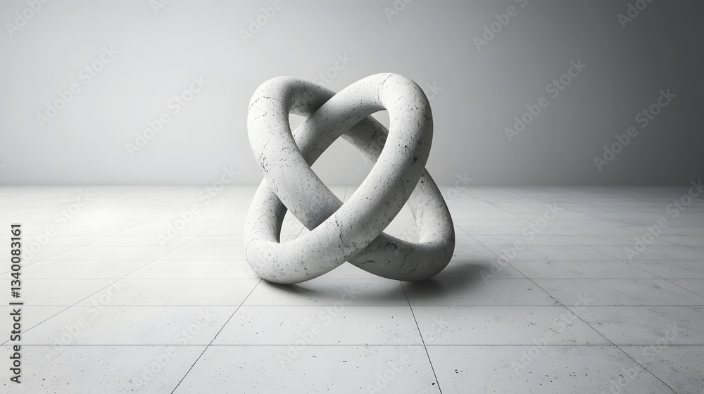 Aufkleber Minimalist abstract sculpture made of a smooth monochrome material featuring interlocked geometric shapes and graceful twists that create a sense of balance and visual interest
