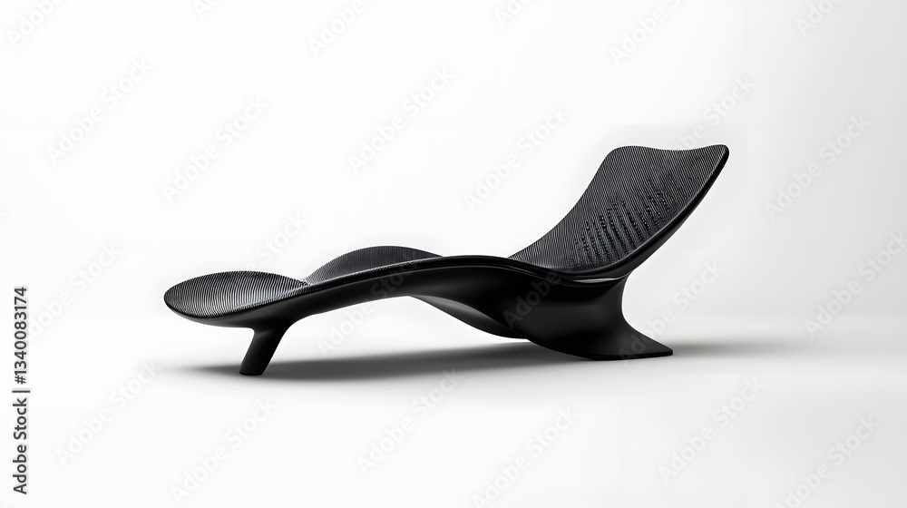 Poster minimalist and dynamic carbon fiber chaise lounge with a futuristic high performance aesthetic and c