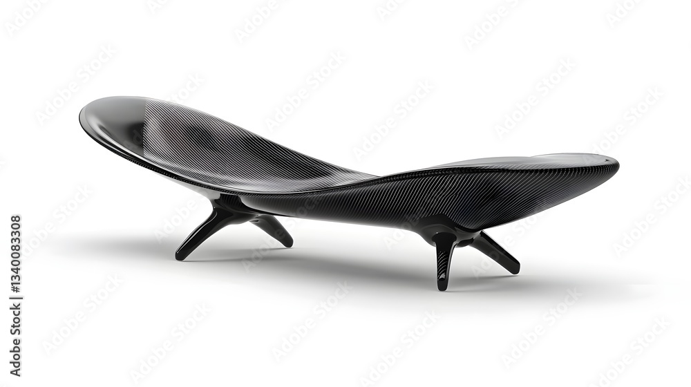 Poster minimalist rendering of a streamlined aerodynamic carbon fiber form against a clean white background