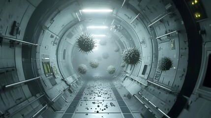 Obraz premium Otherworldly biological entities suspended in a futuristic zero gravity experimental chamber their form and movement captivating the imagination