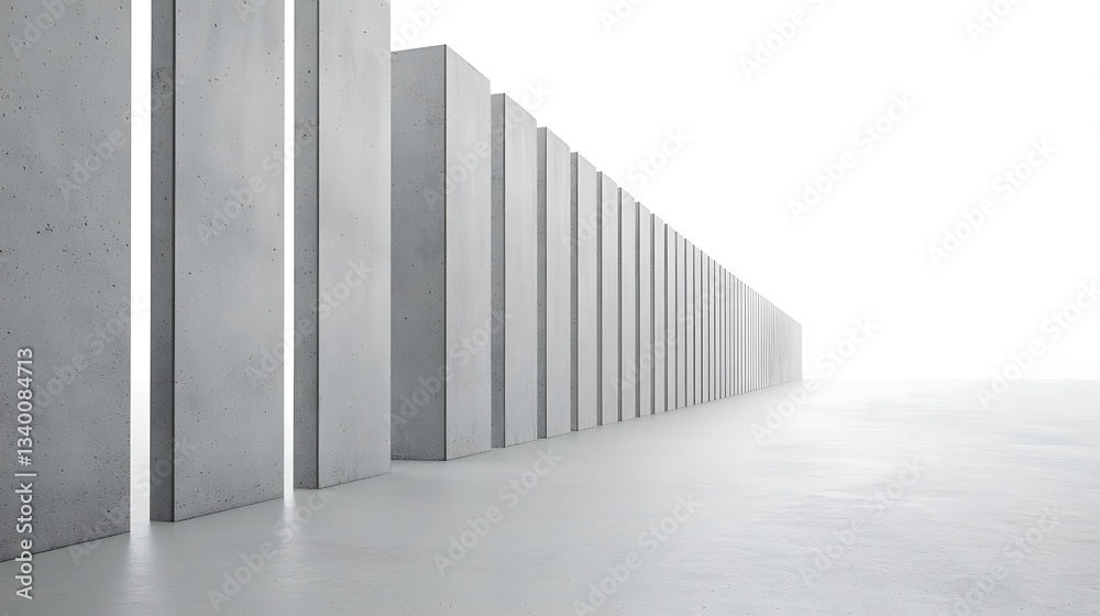 Aufkleber rows of uniform concrete walls stretching into the distance creating a sense of division and barrier