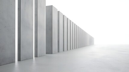 Obraz premium Rows of uniform concrete walls stretching into the distance creating a sense of division and barriers to trade and cargo transportation