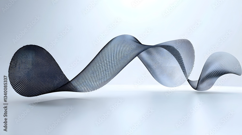 Fototapete Sleek dynamic carbon fiber patterns flowing and undulating in a futuristic minimalist composition against a clean white background