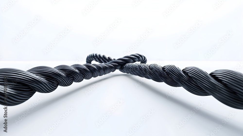 Poster Sleek intertwined carbon fiber strands creating an elegant abstract visual composition against a clean minimalist white background