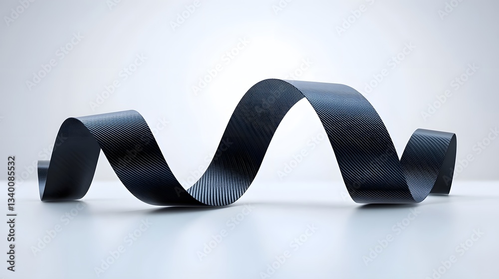 Poster striking abstract composition of black carbon fiber layers creating a dynamic shielding form against