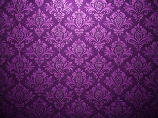 Elegant Purple Damask Design Backdrop with Copy Space - Stock Photo