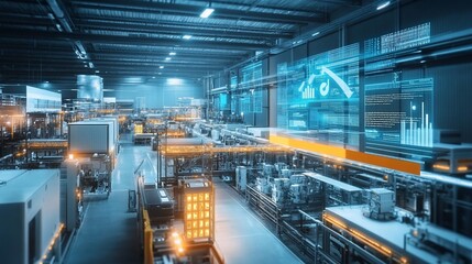 Fototapeta premium High-Tech Factory with Advanced Technology and Futuristic Visualization