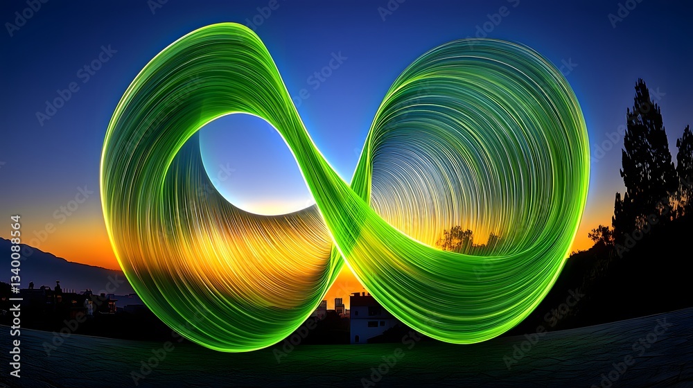 Poster dynamic swirl of light representing green energy flowing in a captivating and abstract visual displa