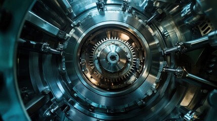 A close up view of an intricate mechanical engine