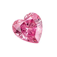 Pink Heart Diamond Gemstone isolated on transparent background