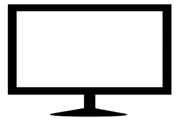 Computer screen icon, solid black on white