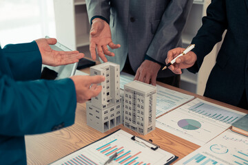 Businessman meeting to sell property through mortgage loan, helping the buyer's investment process...